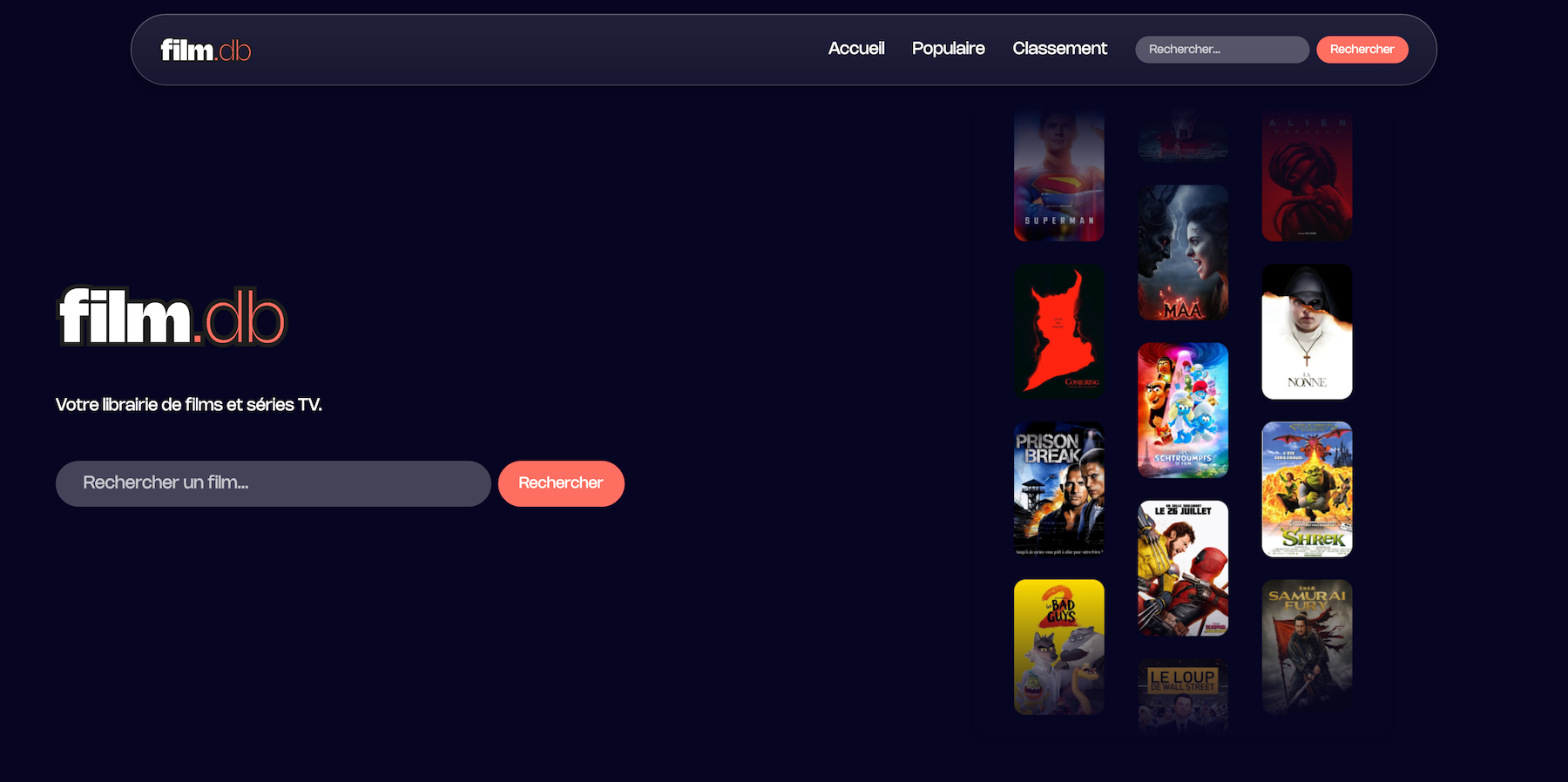 Capture d'écran du site de film.db