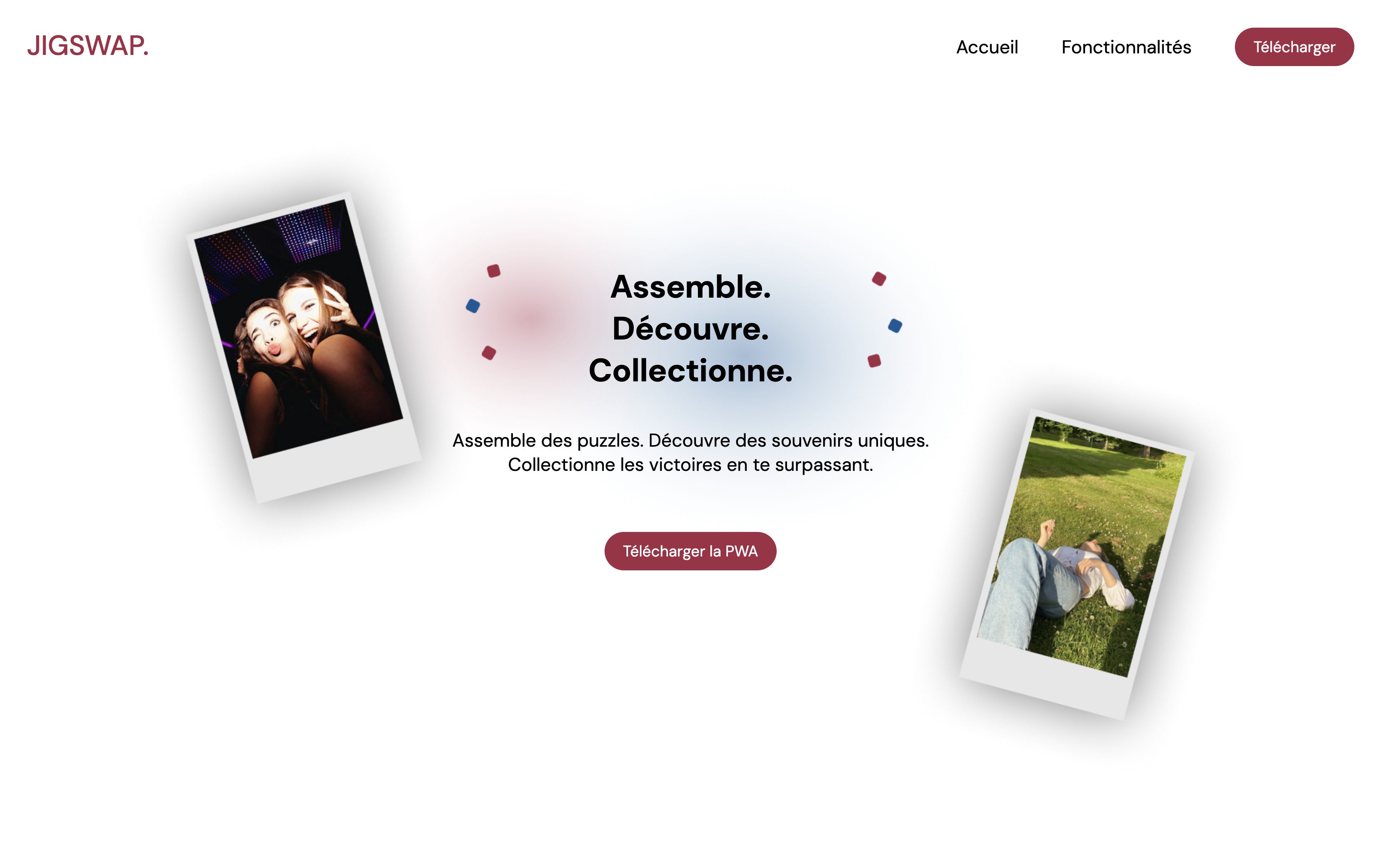 Capture d'écran du site de Jigswap